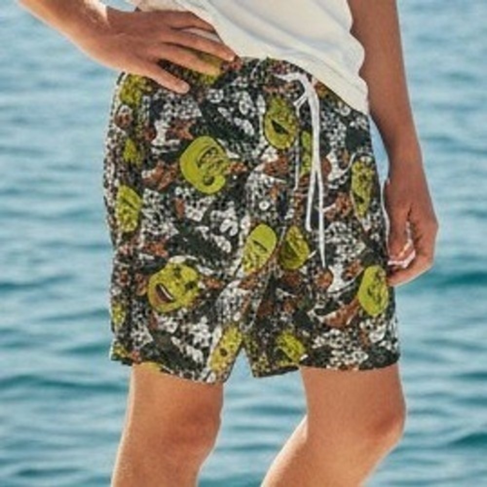 Hybrid Apparel Shrek All Over Print Shorts Mens Large Green Camo DreamWorks NWT‎
